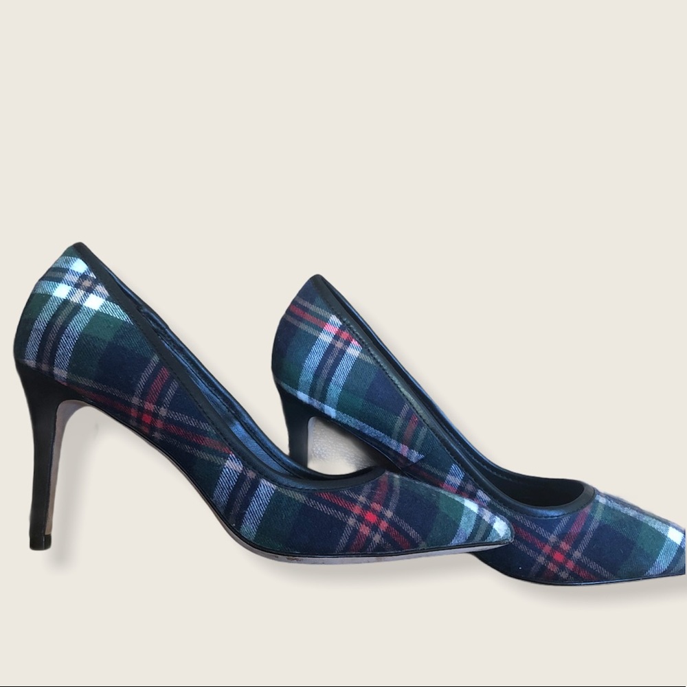 ❤️SALE❤️ Lands End Pine Green Plaid Heels